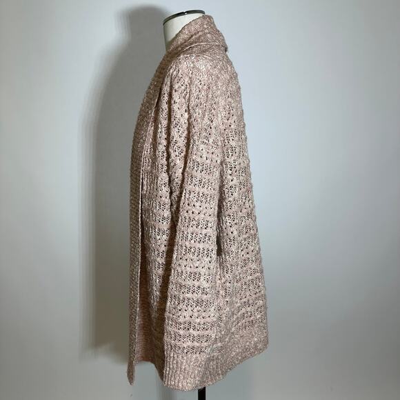 NWT Frye Pale Mauve Open Knit Open Front Long Line Cardigan Womens Size Medium M - Picture 6 of 10